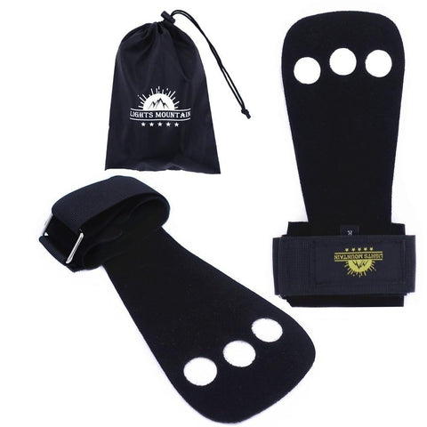 Leather Palm 3 Holes Gymnastics Hand Grips Gym Gloves for Pull up Weight Lifting Kettlebells and Crossfit Training Equipment