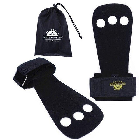 Leather Palm 3 Holes Gymnastics Hand Grips Gym Gloves for Pull up Weight Lifting Kettlebells and Crossfit Training Equipment