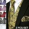 Brand Gold Mens Suit Vest+Tie+Pocket Square 3pcs Set Paisley Floral Sleeveless Wedding Waistcoat Men Party Club Prom Gilet Homme