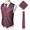 Brand Gold Mens Suit Vest+Tie+Pocket Square 3pcs Set Paisley Floral Sleeveless Wedding Waistcoat Men Party Club Prom Gilet Homme