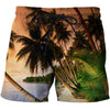 Loose Elastic Waist Men T Shorts Quick Dry Bodybuilding Breathable 3D Printer Clothing Short Summer Coconut Palm Tree Beach Male
