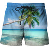 Loose Elastic Waist Men T Shorts Quick Dry Bodybuilding Breathable 3D Printer Clothing Short Summer Coconut Palm Tree Beach Male