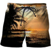 Loose Elastic Waist Men T Shorts Quick Dry Bodybuilding Breathable 3D Printer Clothing Short Summer Coconut Palm Tree Beach Male