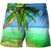 Loose Elastic Waist Men T Shorts Quick Dry Bodybuilding Breathable 3D Printer Clothing Short Summer Coconut Palm Tree Beach Male