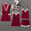 Silk Pajamas for Women Sleepwear Suit New 2019 Summer Pijama Mujer Sexy Lace Lingerie Female Pyjama Satin Pajama Set Nightwear