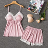 Silk Pajamas for Women Sleepwear Suit New 2019 Summer Pijama Mujer Sexy Lace Lingerie Female Pyjama Satin Pajama Set Nightwear
