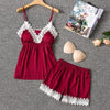 Silk Pajamas for Women Sleepwear Suit New 2019 Summer Pijama Mujer Sexy Lace Lingerie Female Pyjama Satin Pajama Set Nightwear