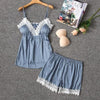 Silk Pajamas for Women Sleepwear Suit New 2019 Summer Pijama Mujer Sexy Lace Lingerie Female Pyjama Satin Pajama Set Nightwear
