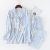 2019 Spring New Ladies Pajamas Set Floral Printed Soft Sleepwear Cotton Simple Style Women Long Sleeve+Pants 2Piece Set Homewear