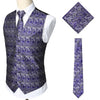 Brand Gold Mens Suit Vest+Tie+Pocket Square 3pcs Set Paisley Floral Sleeveless Wedding Waistcoat Men Party Club Prom Gilet Homme