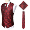 Brand Gold Mens Suit Vest+Tie+Pocket Square 3pcs Set Paisley Floral Sleeveless Wedding Waistcoat Men Party Club Prom Gilet Homme