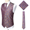 Brand Gold Mens Suit Vest+Tie+Pocket Square 3pcs Set Paisley Floral Sleeveless Wedding Waistcoat Men Party Club Prom Gilet Homme
