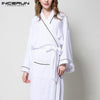 Women Men Robe Pajamas Long Sleeve Kimono Sleepwear Belt Solid Couple Male Ladies Bathrobes Comfy Fashion Nightgown Homewear 5XL