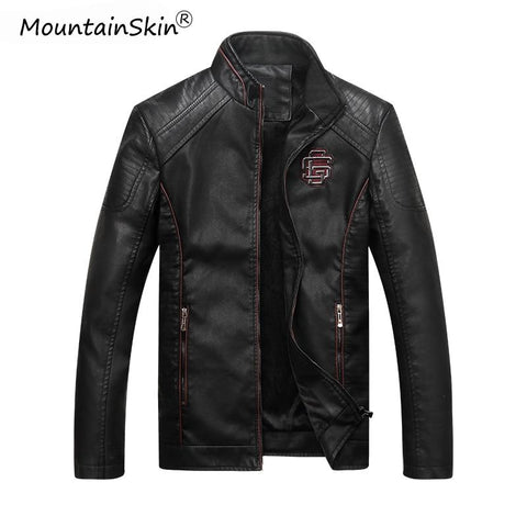 Mountainskin Men's Winter Autumn Casual Leather Jacket Fitness Motorcycle Faux Leather Bomber Jacket Male Outerwears LA766
