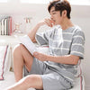 Summer Knitted Cotton Short Sleeved Men's Pajamas Sets Male Pajama Set Letter Pajama For Men Sleepwear Suit Homewear Size XXXL