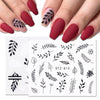 1 Sheet Black White Leaf Nail Art Sticker Slider Flower Water Decals Decor Watermark Tattoo Manicure Accessories LASTZ808-815