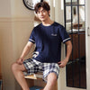 Men's Pajama Sets Summer Man Pajamas Set Simple Sleepwear Short Sleeve Cotton Pajamas For Men Short Top Pant Leisure Outwear