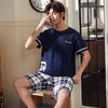 Men's Pajama Sets Summer Man Pajamas Set Simple Sleepwear Short Sleeve Cotton Pajamas For Men Short Top Pant Leisure Outwear