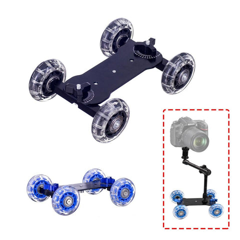 Dolly+11 Inch Magic Arm Tabletop Mobile Rolling Video Rail Skater for SLR DSLR Camera Slider Track Dolly Car With Magic Arm