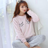 Autumn and Winter Women Pyjamas Sets Thick Warm Coral Velvet Suit Flannel Long Sleeve Female Cartoon Bear Animal Pants Sleepwear