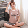 Summer Cartoon Cotton Pajamas Set Women Pyjamas Sleepwear Nightwear Pijama Mujer Home Wear Plus size Calf-Length Pants Nightsuit