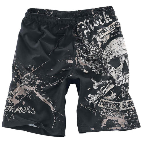 Male Skull Print Sandblasting Short Pants Fashion Men's Casual Wear Beach pantsFor Men