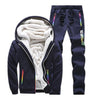 Winter Tracksuit Men Set Sporting Two Pieces Sweatsuit Mens Clothes Printed Thick Hooded Hoodies Jacket + Pants Track Suit Male