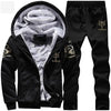 Winter Tracksuit Men Set Sporting Two Pieces Sweatsuit Mens Clothes Printed Thick Hooded Hoodies Jacket + Pants Track Suit Male