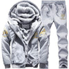 Winter Tracksuit Men Set Sporting Two Pieces Sweatsuit Mens Clothes Printed Thick Hooded Hoodies Jacket + Pants Track Suit Male