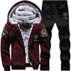 Winter Tracksuit Men Set Sporting Two Pieces Sweatsuit Mens Clothes Printed Thick Hooded Hoodies Jacket + Pants Track Suit Male