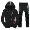 Winter Tracksuit Men Set Sporting Two Pieces Sweatsuit Mens Clothes Printed Thick Hooded Hoodies Jacket + Pants Track Suit Male