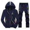 Winter Tracksuit Men Set Sporting Two Pieces Sweatsuit Mens Clothes Printed Thick Hooded Hoodies Jacket + Pants Track Suit Male