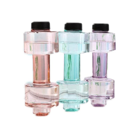 Sports Water Bottles 550ml Leakproof Portable Unbreakable Sports Plastic Bottle Shaker PET Fitness Dumbbell Unisex 4 Colors