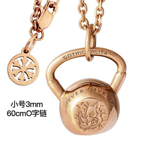 Kettlebell  Necklace Fitness for Men and women Rhinoceros head logo Stainless Steel Pendant  mygrillz