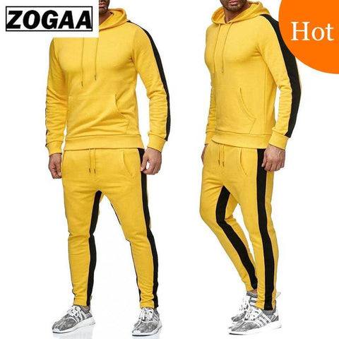 ZOGAA Brand Mens Gyms Casual Tracksuit Two Piece Sets Fitness Men Sweat Suit 2 Pieces Tops And Pants Set For Male Outfits