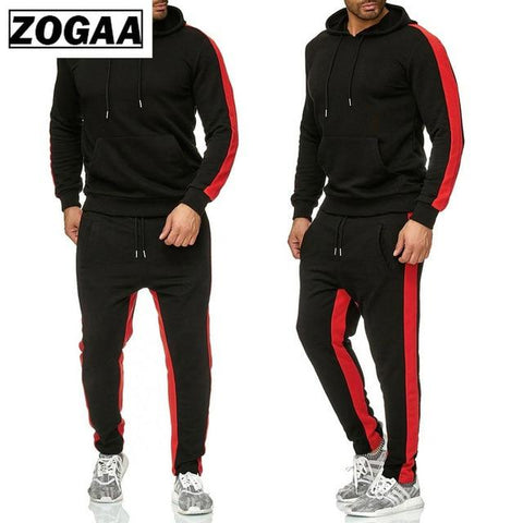ZOGAA Brand Mens Gyms Casual Tracksuit Two Piece Sets Fitness Men Sweat Suit 2 Pieces Tops And Pants Set For Male Outfits
