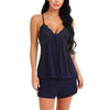 Pajama Sets Sexy Lady Sleepwear Women Nightwear Sexy V collar Robe Satin Silk Babydoll Lace Casual Nightclothes Lingerie Suit
