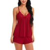 Pajama Sets Sexy Lady Sleepwear Women Nightwear Sexy V collar Robe Satin Silk Babydoll Lace Casual Nightclothes Lingerie Suit