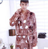 Pajamas Men's Thickened Flannel Male Winter Long Sleeved Bathing Nightgowns Women's Coral Fleece Adult Warm Homewear D-2097