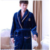 Pajamas Men's Thickened Flannel Male Winter Long Sleeved Bathing Nightgowns Women's Coral Fleece Adult Warm Homewear D-2097