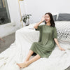 Plus Size Women Solid Sleepwear Home Gown Comfortable Loose Ladies Nightwear Nightgown Short Sleeve Modal Long Robe Sleep Dress
