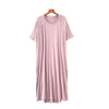 Plus Size Women Solid Sleepwear Home Gown Comfortable Loose Ladies Nightwear Nightgown Short Sleeve Modal Long Robe Sleep Dress