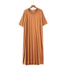 Plus Size Women Solid Sleepwear Home Gown Comfortable Loose Ladies Nightwear Nightgown Short Sleeve Modal Long Robe Sleep Dress