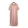 Plus Size Women Solid Sleepwear Home Gown Comfortable Loose Ladies Nightwear Nightgown Short Sleeve Modal Long Robe Sleep Dress