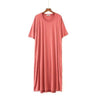 Plus Size Women Solid Sleepwear Home Gown Comfortable Loose Ladies Nightwear Nightgown Short Sleeve Modal Long Robe Sleep Dress