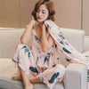 JULY'S SONG Woman Pajamas Set Sling Cotton Pajamas 3 Peices Sleepwear For Women Long Sleeves Breathable Sexy Robe Homewear