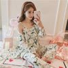 JULY'S SONG Woman Pajamas Set Sling Cotton Pajamas 3 Peices Sleepwear For Women Long Sleeves Breathable Sexy Robe Homewear