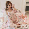 JULY'S SONG Woman Pajamas Set Sling Cotton Pajamas 3 Peices Sleepwear For Women Long Sleeves Breathable Sexy Robe Homewear