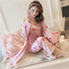 JULY'S SONG Woman Pajamas Set Sling Cotton Pajamas 3 Peices Sleepwear For Women Long Sleeves Breathable Sexy Robe Homewear