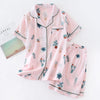 Japanese simple short pyjamas women 100% cotton short sleeves ladies pajama sets shorts Cute cartoon sleepwear women homewear